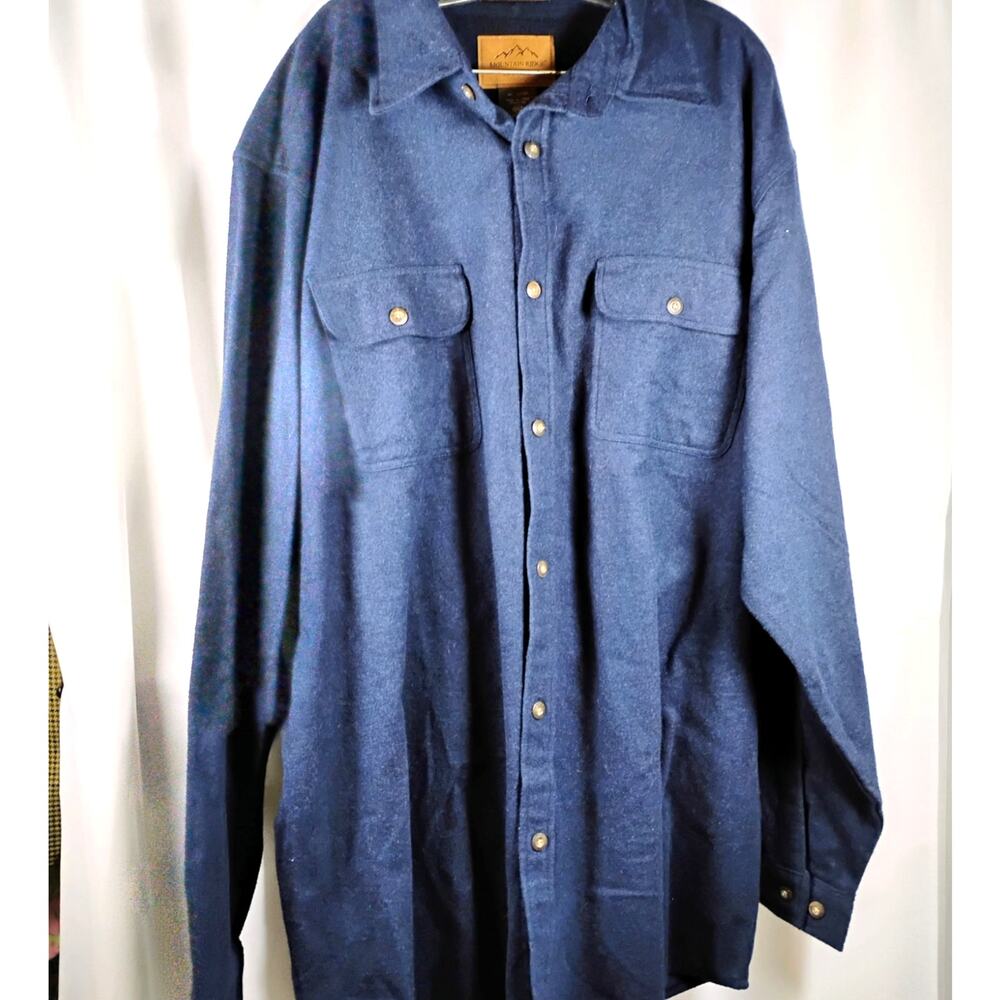 Mountain Ridge Mens 3XLT Cotton Chamois Shirt Blue Heritage Workwear